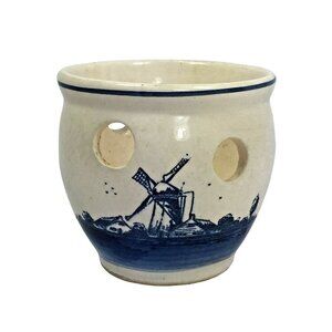 Delfts Blue Small Bulb Planter Flower Pot Vase Blue and White